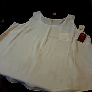 Two silk blouses, one white and one burgundy.